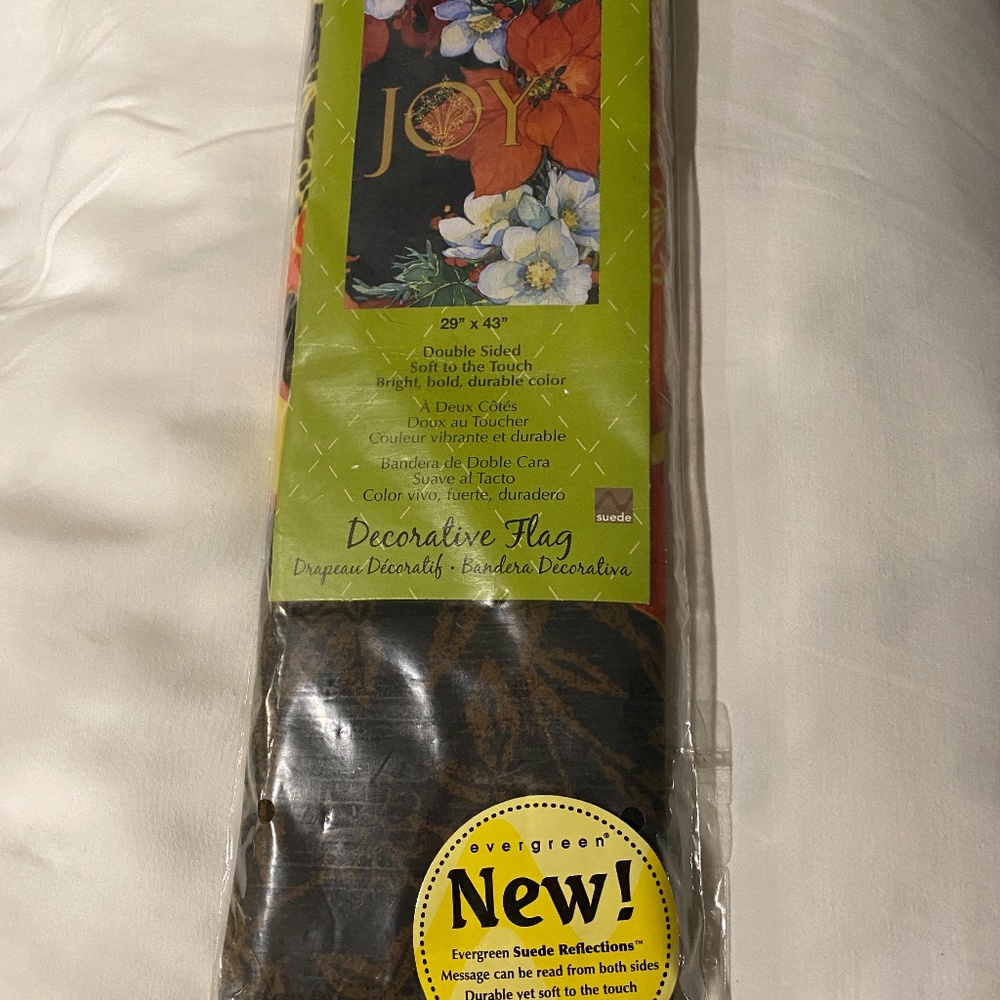 Evergreen Joy Christmas Poinsettias Outdoor Decorative Flag  29" x 43" New